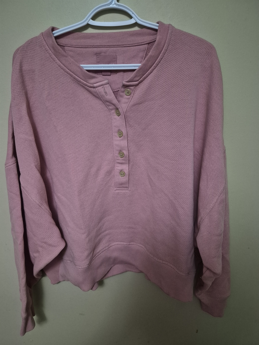 American Eagle Outfitters Dusty Rose Henley Sweatshirt